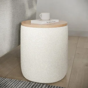 Storage man Teddy Fabric Upholstered man with Wood Top for Living Room Dorm or Apartment