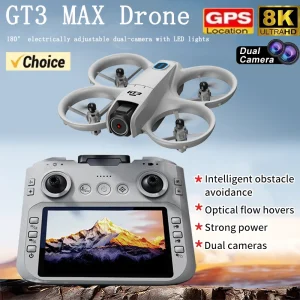 GT3 MAX Mini With LED Foldable Drones GPS 8K HD Dual Camera Brushless Motor